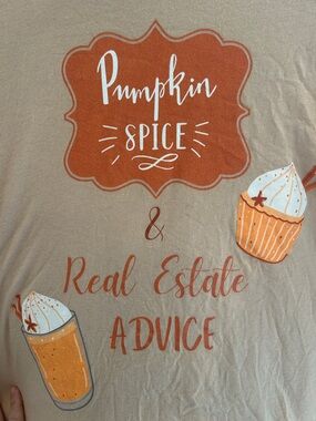 Bella Canvas airlume Beige Pumpkin Spice & Real Estate Graphic Long-Sleeve Tee